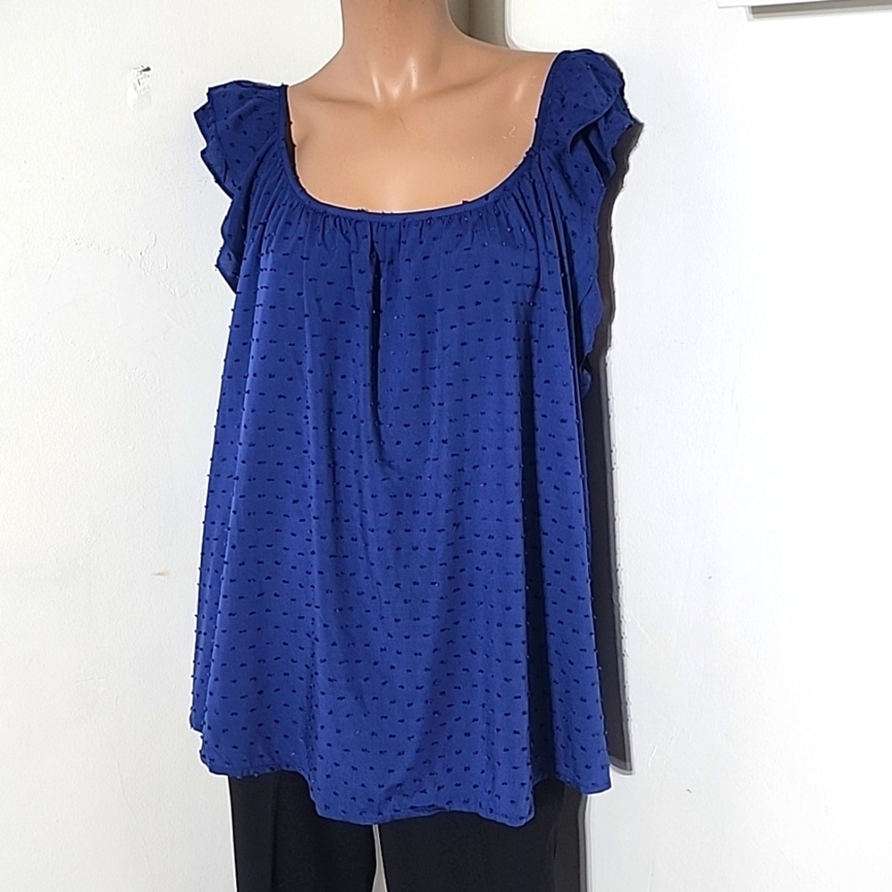 Cozy Co Womens Navy Blue Short sleeve Pullover Blouse Size 3X